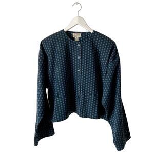 Gypsy Vintage Black And Blue Patterned Jacket Size Large